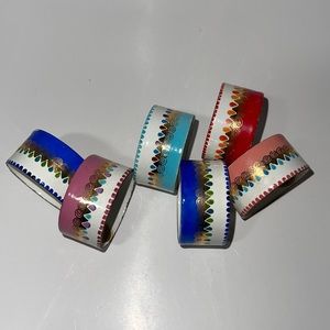 Set of 6 Steinbock Enamel Napkin Rings Made in Austria